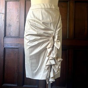 Stella McCartney Khaki Zipper Accent Ruffle Pencil Skirt Size 6